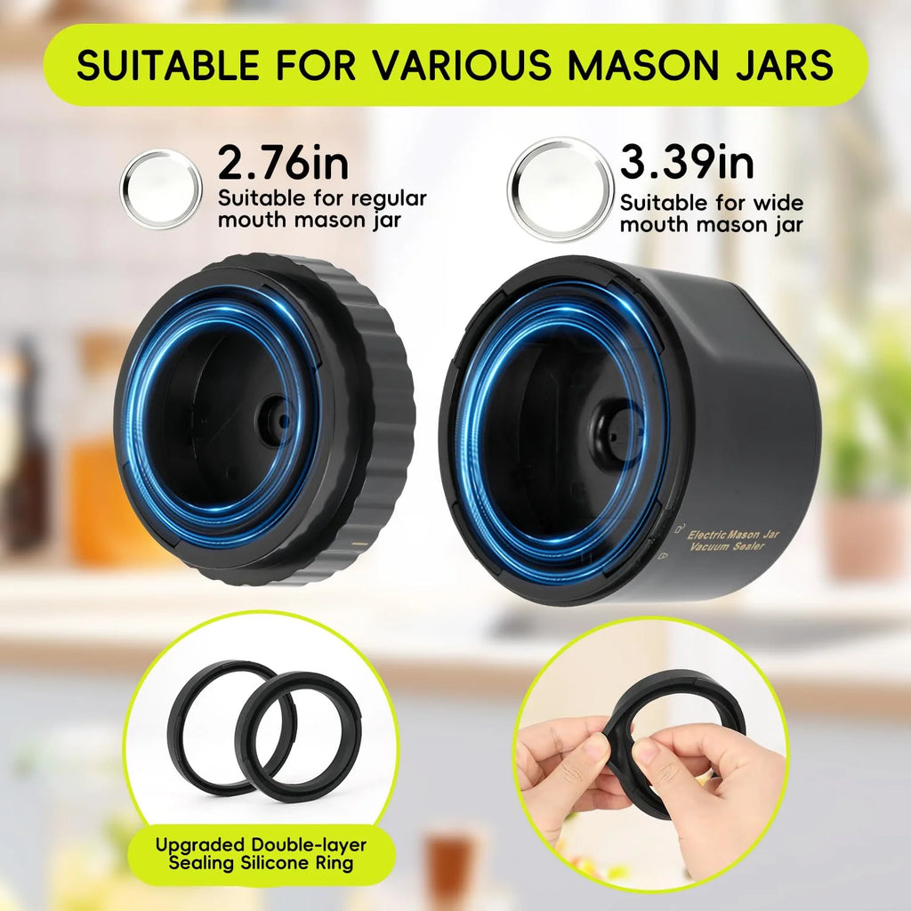Fully Automatic Mason Jar Sealer,1-Button Operation for Food Storage Fermentation (10 Lids Included) 50% Faster than Manual Sealers