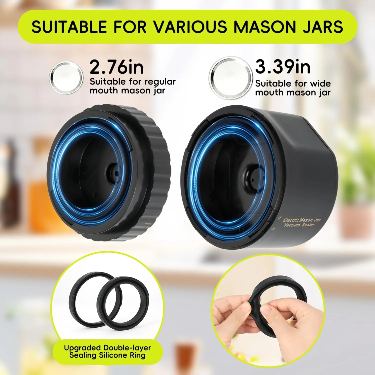 Fully Automatic Mason Jar Sealer,1-Button Operation for Food Storage Fermentation (10 Lids Included) 50% Faster than Manual Sealers