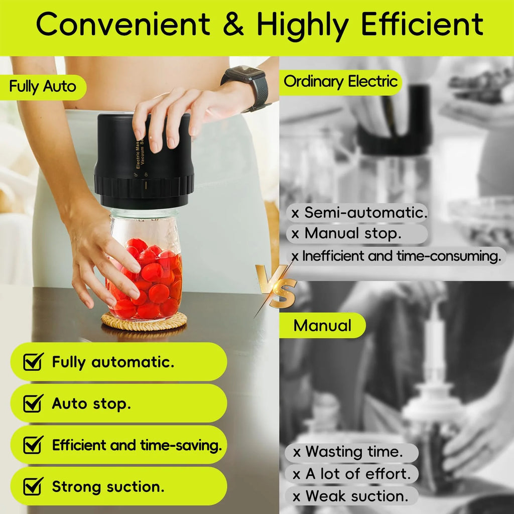 Fully Automatic Mason Jar Sealer,1-Button Operation for Food Storage Fermentation (10 Lids Included) 50% Faster than Manual Sealers