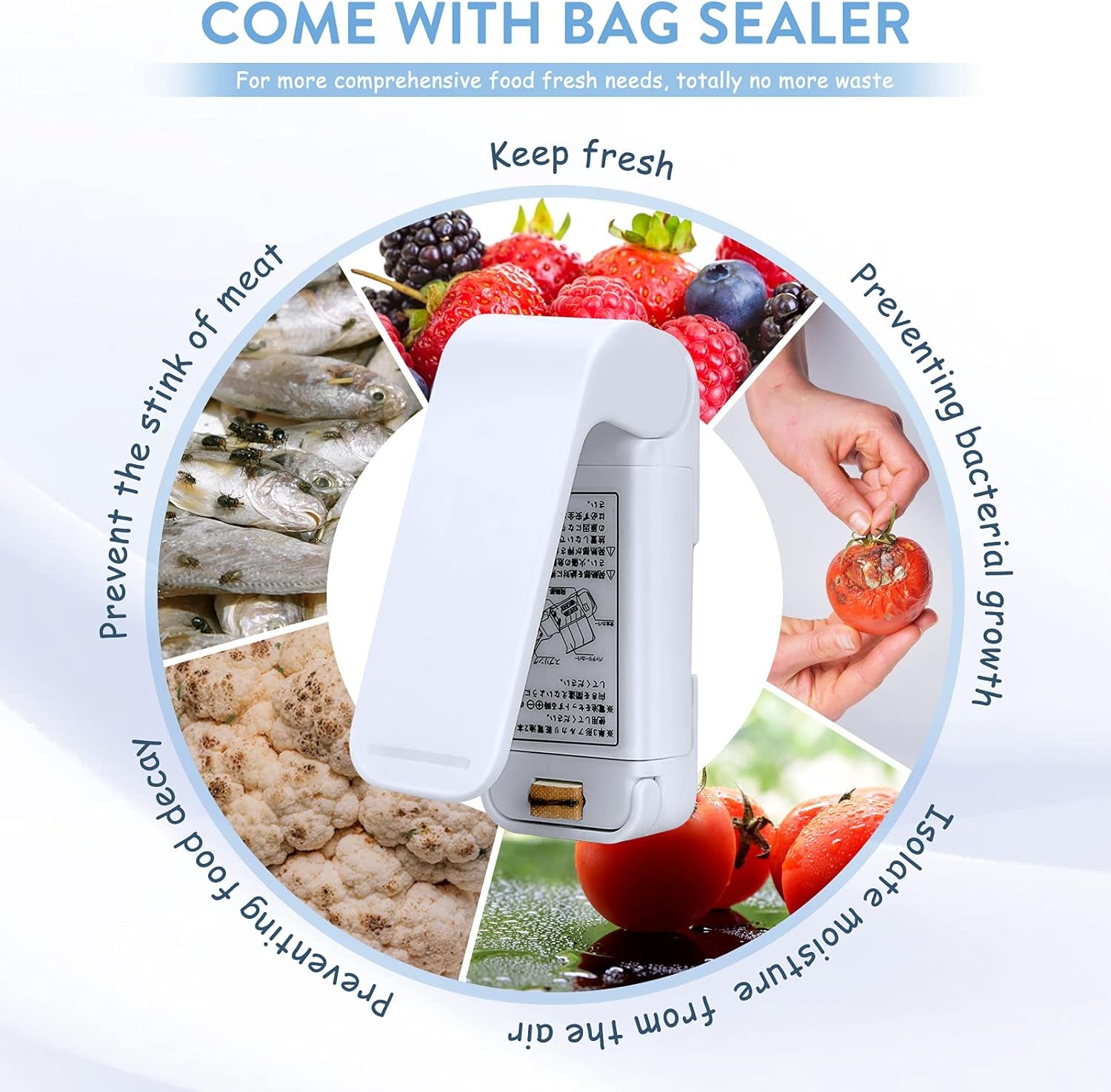 Handheld Vacuum Sealer,Sous Vide Bags(15 Pcs Reusable) and Mini Heat Bag Sealer.Start Kit Sets.Portable.Automatic Vacuum Sealer Machine for Food Storage Preservation.Freezer,Sous Vide Cooking